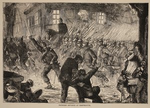 Avanzata prussiana a Gravelotte, illustrazione da Cassells History of the War between France and Germany, 1870-1871 da French School