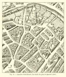 Quartiere Saint-Benoît, fac-simile del piano di Quesnel, 1608 da French School