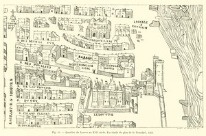 Quartiere del Louvre nel XVI secolo da French School