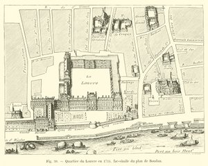 Quartiere del Louvre nel 1714, fac-simile del piano di Boudan da French School