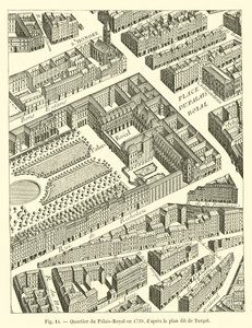 Quartiere del Palais-Royal nel 1739, secondo il piano detto di Turgot da French School
