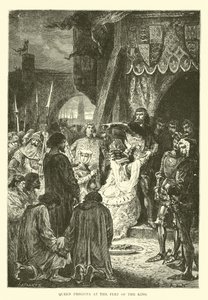 La regina Filippa ai piedi del re da French School