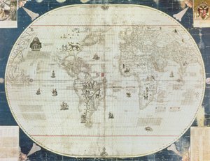 Mappa del mondo, disegnata da Sebastien Cabot, 1544