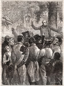 Lettura del pamphlet di Louis Marie de Lahaye de Cormenin (1788-1868) nel 1838 (Tres-humbles remonstrances di Timon su una compensazione di un nuovo tipo che la lista civile pretende di stabilire tra quattro milioni che deve al Tesoro e quattro milioni) da French School