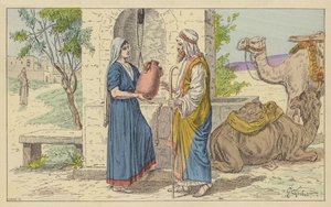 Rebecca al pozzo (litografia a colori)