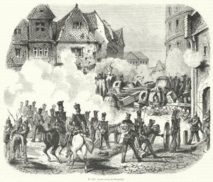 Ribellione a Francoforte, Germania, settembre 1848 da French School