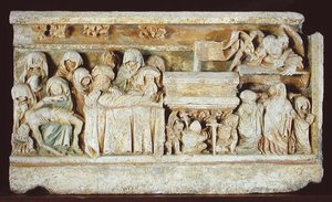 Rilievo che raffigura scene della Passione di Cristo: Pietà, la sepoltura e le donne sante al sepolcro da French School