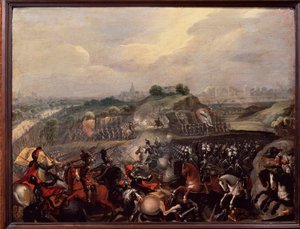 Guerre di religione: il re Enrico IV alla battaglia di Ivry il 14/03/1590 (dipinto)