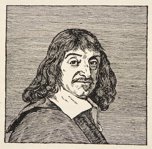René Descartes, copia di Boris Mestchersky, illustrazione da Histoire de la Nation Francaise, Sciences, Volumi I & II, di Gabriel Hanotaux, 1924 da French School