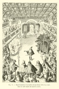 Rappresentazione di un balletto davanti a Enrico III e la sua corte, nella sala alta del Louvre, 1582 da French School