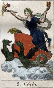 Rappresentazione di Cerere sul suo carro, dea dell