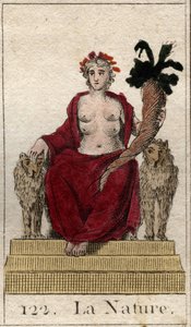 Rappresentazione della Natura come una donna su un trono con una cornucopia, con molti seni per nutrire tutti gli esseri. Da 