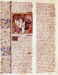 Rappresentazione di San Bernardo di Chiaravalle (1090-1153) bambino. È al centro dell