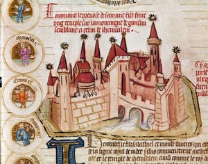 Rappresentazione di una città fortificata simile a Gerusalemme. Pagina tratta dal manoscritto 
