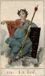 Rappresentazione della Legge come una giovane donna che tiene uno scettro. Da "Mitologia della gioventù" di Pierre Blanchard 1803.