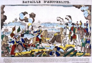 Rappresentazione della Battaglia di Austerlitz, o Battaglia dei Tre Imperatori, del 02/12/1805. Immagine di Epinal