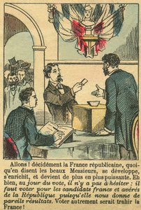 La Francia repubblicana meritava il voto dei francesi. Incisione, in “Le Figaro, supplemento”, il 30/03/1889, Parigi. Coll. Selva.