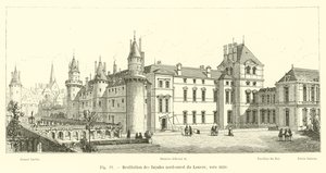 Restituzione delle facciate nord-ovest del Louvre, verso il 1610 da French School