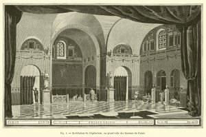 Ricostruzione del frigidarium, o grande sala delle terme del Palazzo da French School