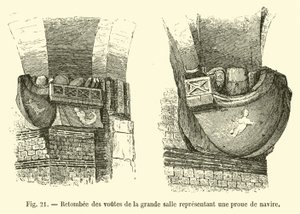 Caduta delle volte della grande sala rappresentante una prua di nave da French School