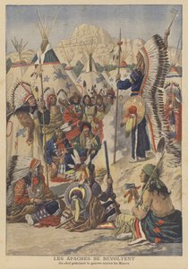 Rivolta degli Apache in Arizona (litografia a colori)