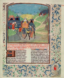 Alessandro Magno che si rivolge ai suoi uomini nella speranza di persuaderli a continuare in India, da Quinte Curse Ruffe des Fais du Grant Alexandre, c.1468 da French School