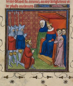 Royal 20 C.V11 John Baliol davanti a Edoardo I, illustrazione dalle 