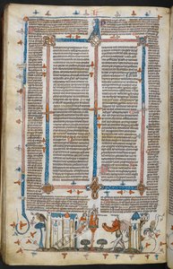 Royal MS 10 E IV, f.209v, Il pittore e il diavolo, dai Decretali di Gregorio IX con glossa di Bernardo di Parma (i 