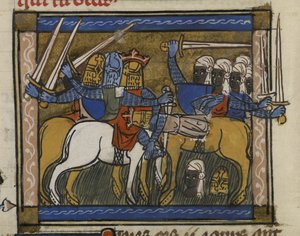 Royal MS 19 D I, f.77v Battaglia di Gengis Khan e Prete Giovanni, da 