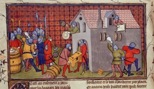 Royal MS 20 CVII f.41v, Saccheggio di una casa (pergamena)