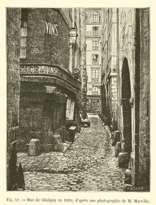 Rue de Glatigny nel 1865; da una fotografia di M. Marville da French School