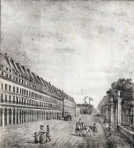 Rue de Rivoli, Parigi - "Alphabet Picturesque des Monumens de Paris" c.1840 (incisione) da French School