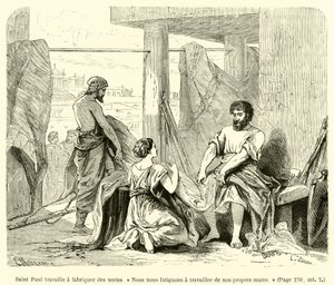 San Paolo lavora a fabbricare tende, "Ci stanchiamo a lavorare con le nostre mani" da French School