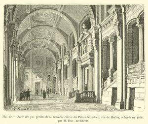 Sala dei passi perduti del nuovo ingresso del Palazzo di Giustizia, rue de Harlay, completata nel 1868, da M Duc, architetto da French School