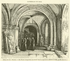 Salone del 1843, Pittura, Des Moines transportant un cercueil dans la crypte de la cathedrale de Bale (incisione)