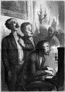 Cantanti da salotto. Caricatura di Honore Daumier (1808-1879). Incisione in 