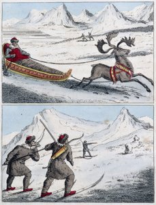 Caccia dei Sami e slitta dei Sami.