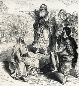 Samuele mostra agli israeliti i pericoli di avere un re (incisione da Lahure, XIX secolo) Collezione privata
