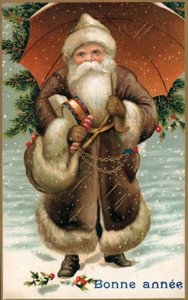 Babbo Natale con un ombrello da French School