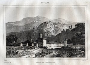 Santa Maria di Vallombrosa abbazia benedettina situata nel comune di Reggello, in Toscana - Abbazia di Vallombrosa - Incisione da 