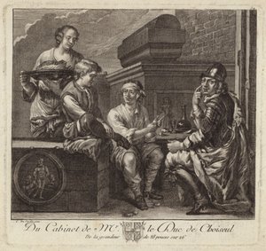 Raffigurazione satirica del gabinetto del Duca di Choiseul da French School
