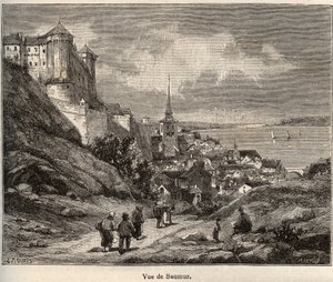 Saumur dipartimento di Maine-et-Loire, nella regione Pays de la Loire - incisione in 