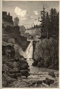 Saut du Doubs (cascata) Franche-Comté - incisione in "PATRIE" - DESCRIZIONE PITTORESCA DELLA FRANCIA IN 6 VOLUMI DI LUCIEN HUARD - fine XIX secolo da French School