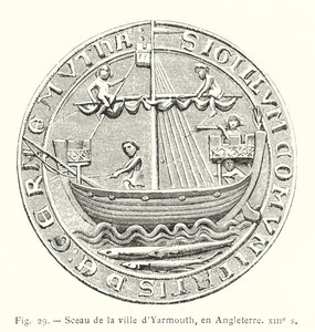 Sigillo della città di Yarmouth, in Inghilterra, XIII secolo (incisione) da French School