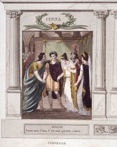 Scena e dialogo di Augusto e Cinna in Cinna o la clemenza di Augusto, tragedia di Corneille da French School