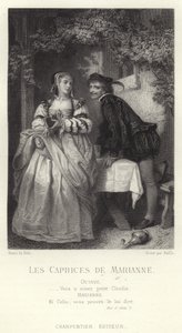 Scena da Les Caprices de Marianne, una commedia di Alfred de Musset da French School