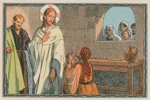 Scena dalla vita di Gesù (incisione colorata) da French School