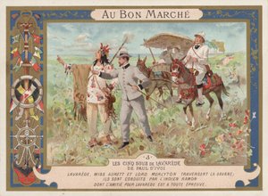 Scena dal romanzo Les Cinq Sous de Lavarede, di Paul Ivoi (cromolitografia) da French School