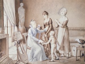 Scena di vita familiare, inizio XIX secolo da French School
