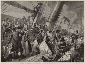 Scena a bordo di un piroscafo francese da Le Havre a Honfleur (incisione) da French School